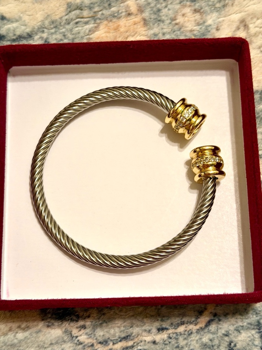 Gold & Silver Two-Tone Cable Cuff Bracelet